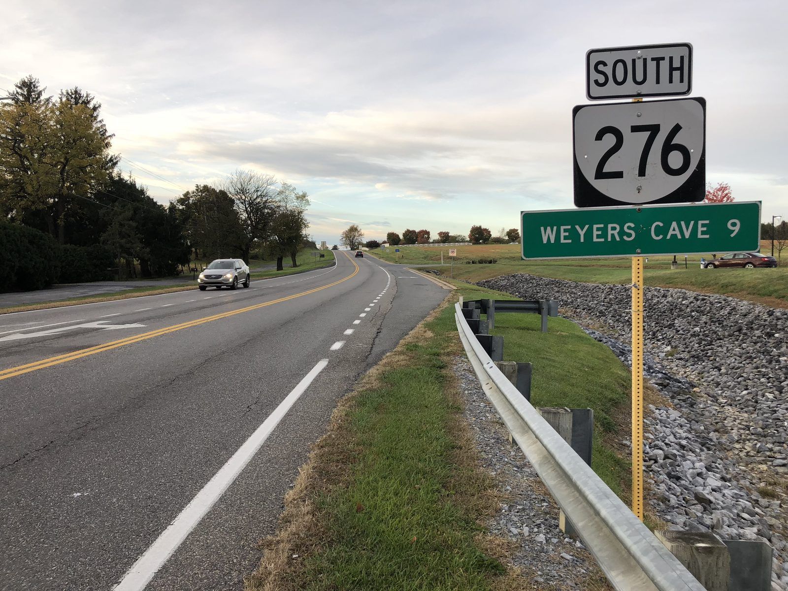 2019-10-25 07 53 46 View south along Virginia State Route 276 (Cross Keys Road) just south of U.S. Route 33 (Spotswood Trail) in Massanetta Springs, Rockingham County, Virginia